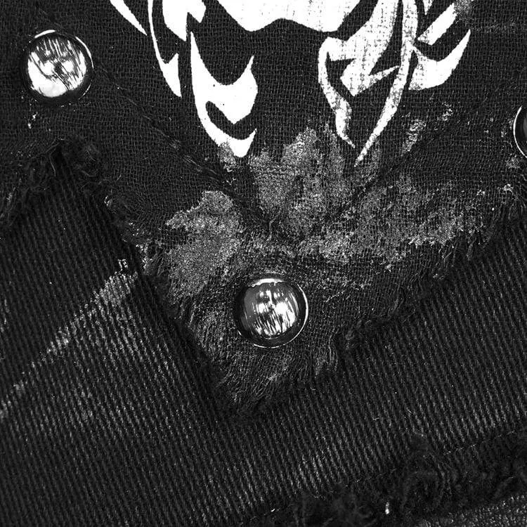 Herren Punk Skull Rivets Ripped Weste