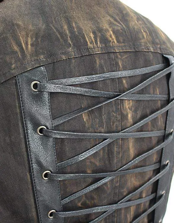 Herren Goth Stehkragen Nieten Weste