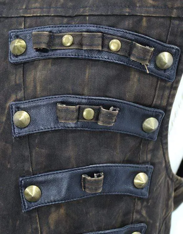 Herren Goth Stehkragen Nieten Weste