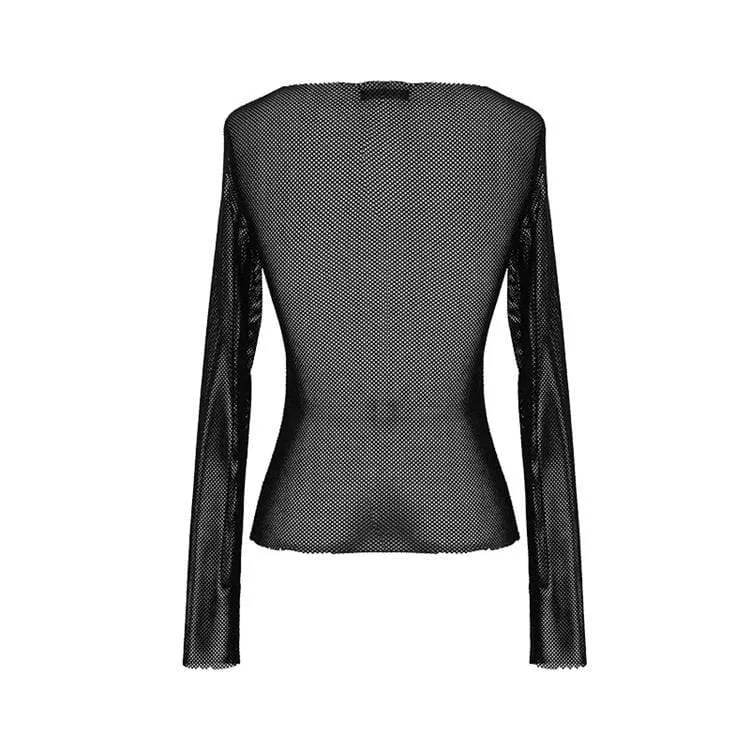 Frauen Goth Skull Sheer Mesh Tops