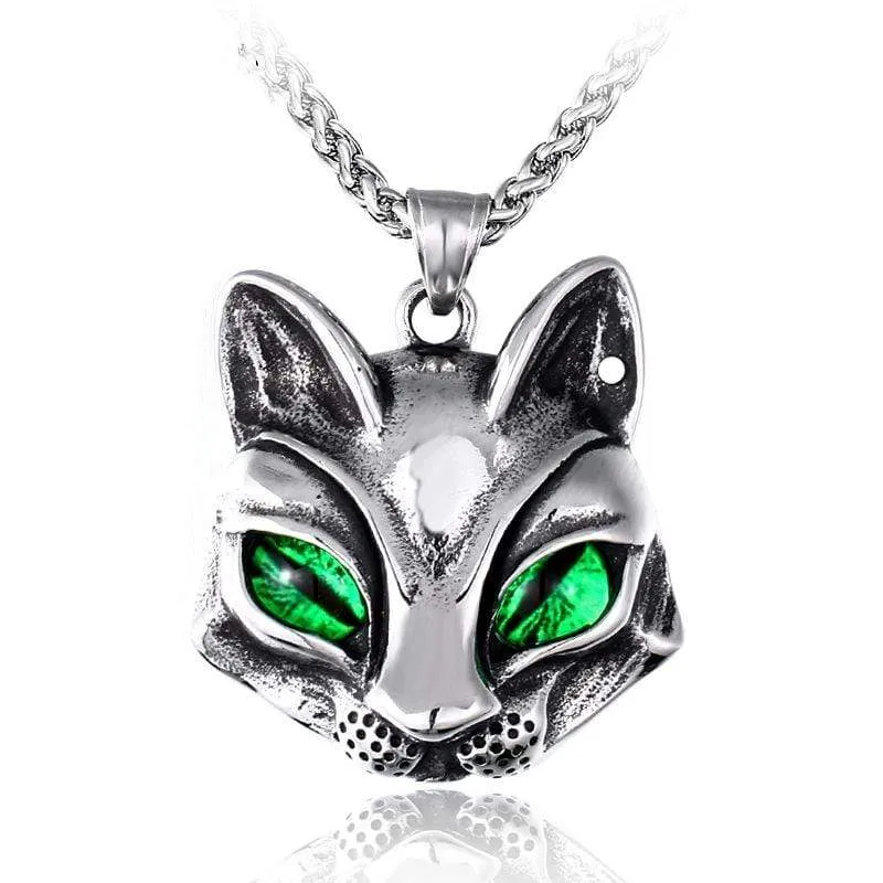 Herren Punk Green / Blue Eye Fox Halsketten