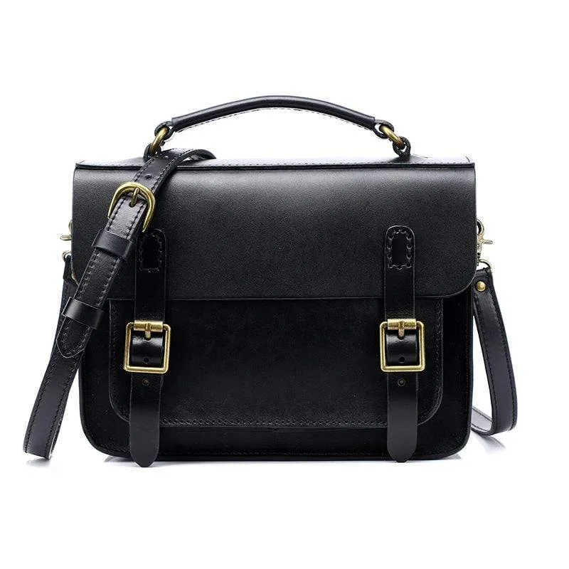 Damen Vintage Pure Color Rindsleder Cambridge Schulranzen