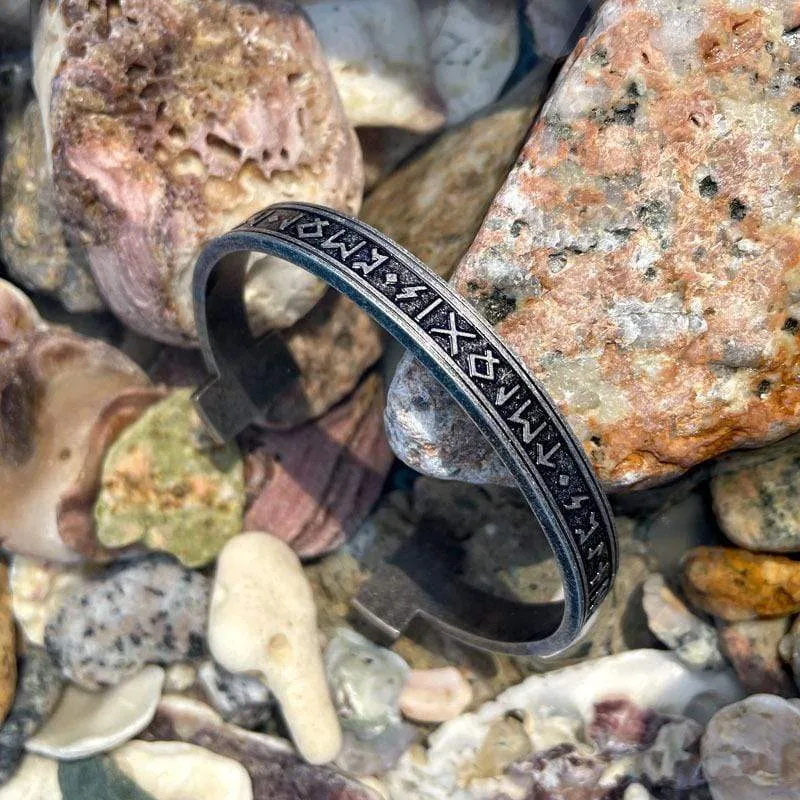 Herren Punk Bronze Rune Eröffnung Titan Stahl Armband