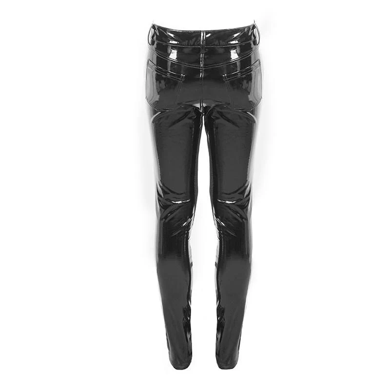 Herren Gothic Lines PU Skinny Pants