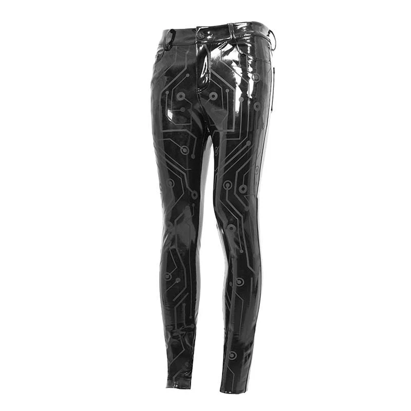 Herren Gothic Lines PU Skinny Pants