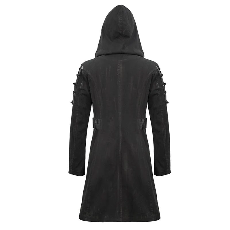Herren Punk Hooded Zipper Schnür Wintermäntel