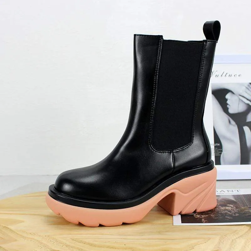 Gothic Punk Wedge Chelsea Boots für Damen