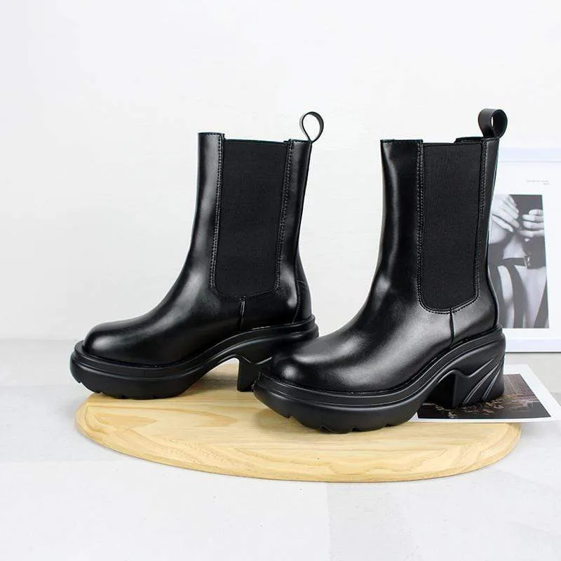 Gothic Punk Wedge Chelsea Boots für Damen
