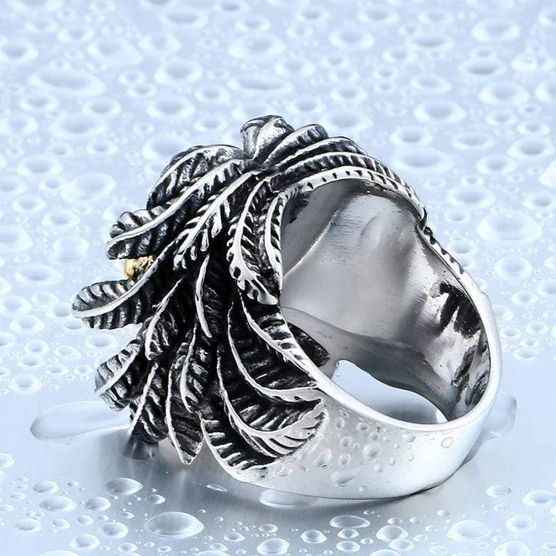Herren Punk Feather Skulls Ringe