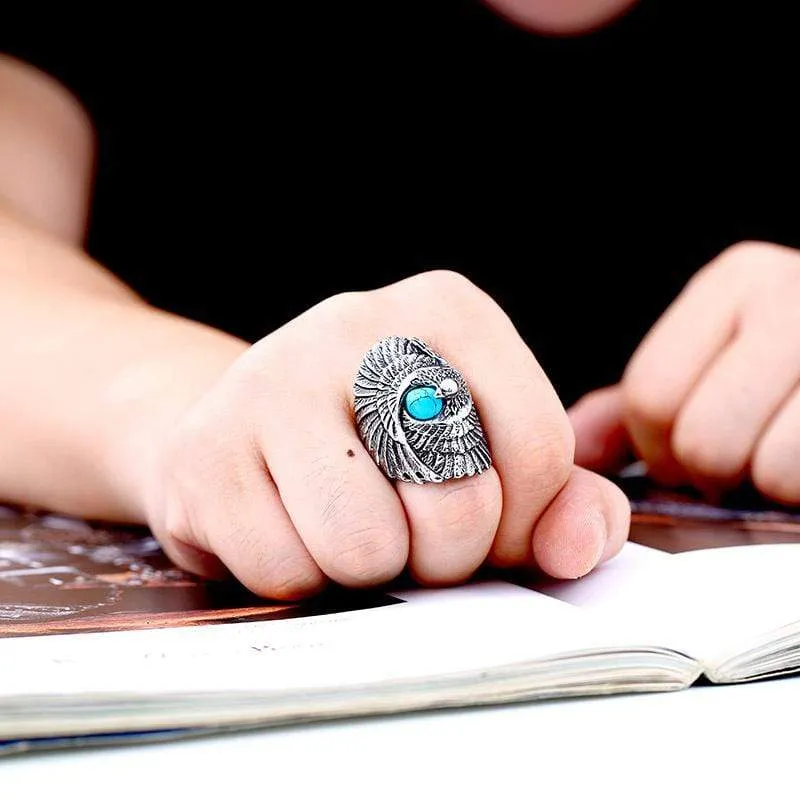 Herren Punk Eagle Türkis Ringe