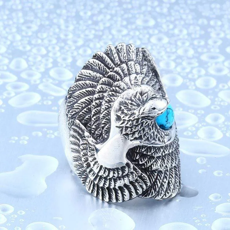 Herren Punk Eagle Türkis Ringe