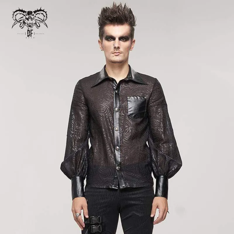 Gothic-Hemd aus Kunstleder mit Puffärmeln für Herren
