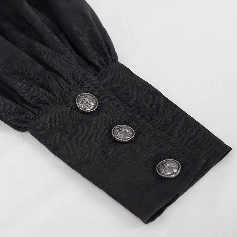 Herren Gothic Puffärmeliges Spitzenspleißhemd Schwarz