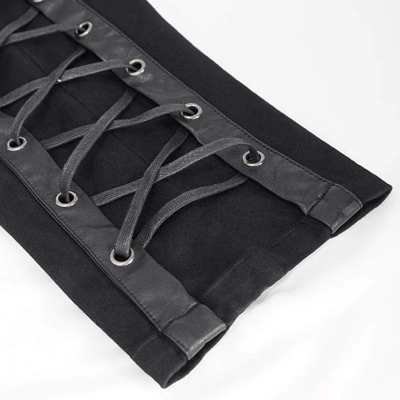 Herren Gothic Strappy Splice Schnalle ungesäumte Hose