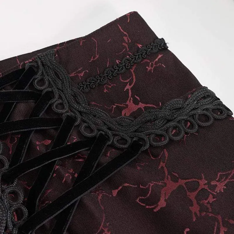 Herren Gothic Floral Zipper Hose Rot