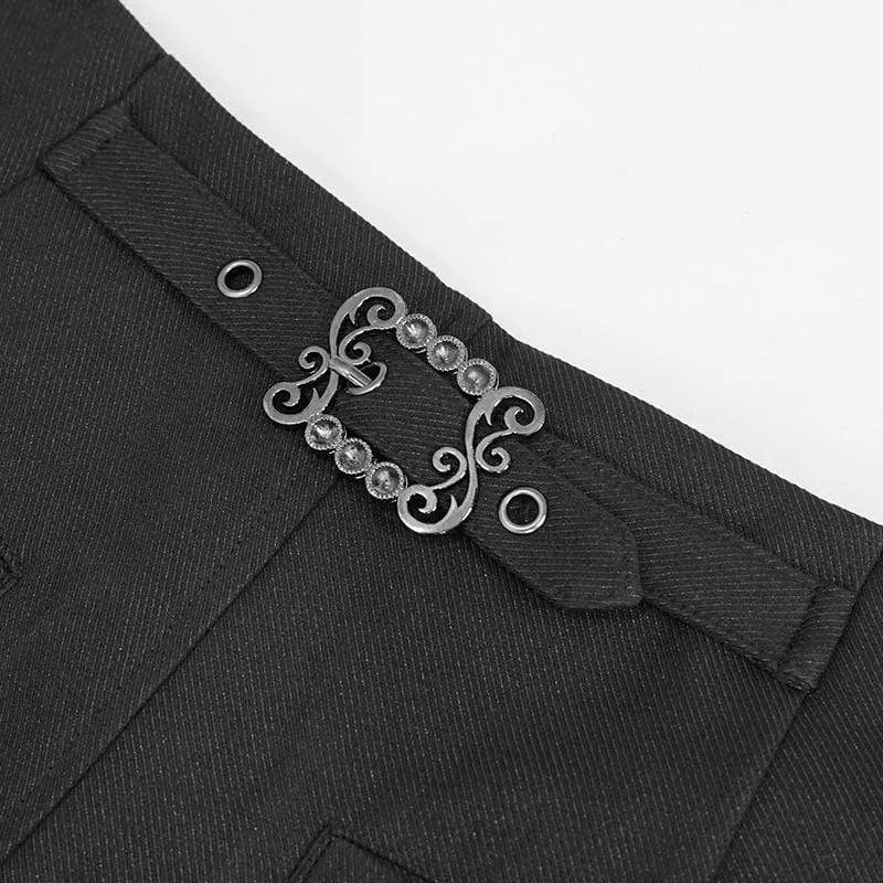 Herren Gothic Front Zip Anzughose Dunkelrot