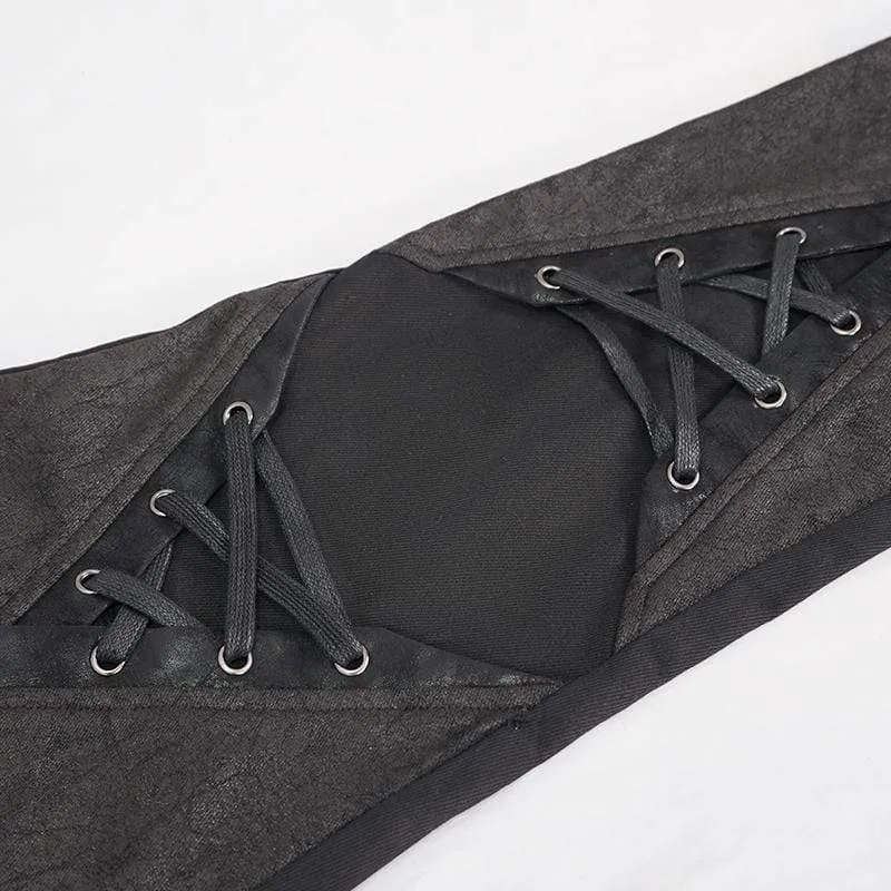 Herren Gothic-Schnürhose mit seitlichem Reißverschluss in Schwarz