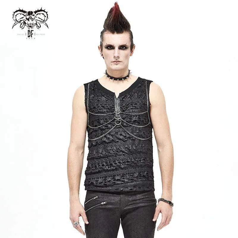 Herren Gothic Punk Chain Rüschen Tanktops