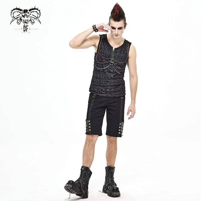 Herren Gothic Punk Chain Rüschen Tanktops