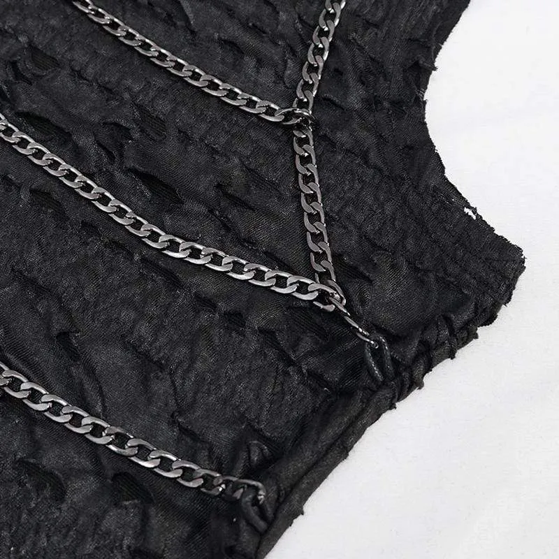 Herren Gothic Punk Chain Rüschen Tanktops