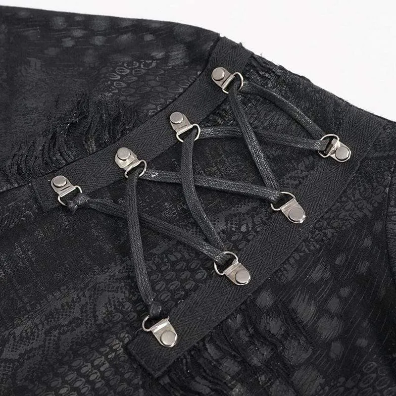 Herren Gothic Punk Unregelmäßige Ripped Black Hoodies