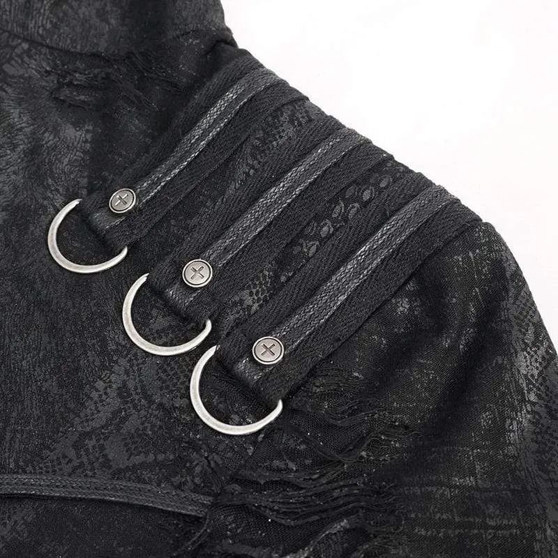 Herren Gothic Punk Unregelmäßige Ripped Black Hoodies