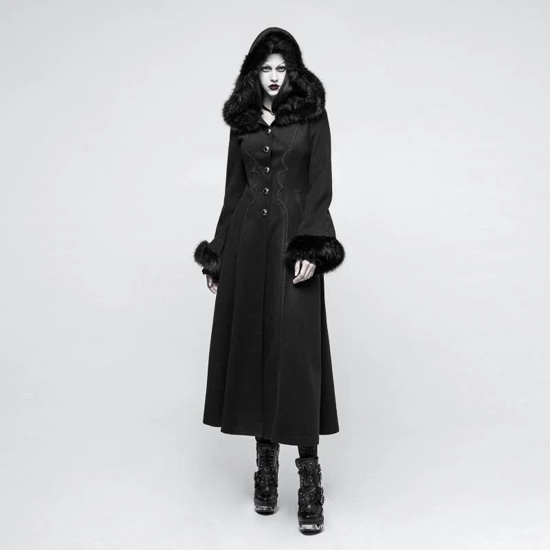Gothic-Maximantel für Damen mit Kapuze