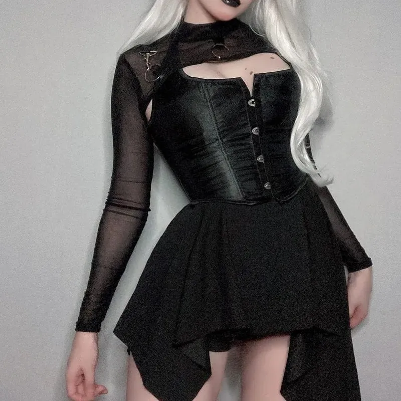 Damen Gothic High-Collar Mesh Umhänge