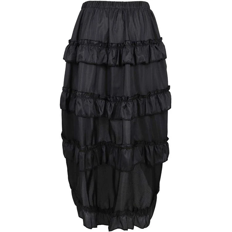 Damen Steampunk Kordelzug Falbala Rock
