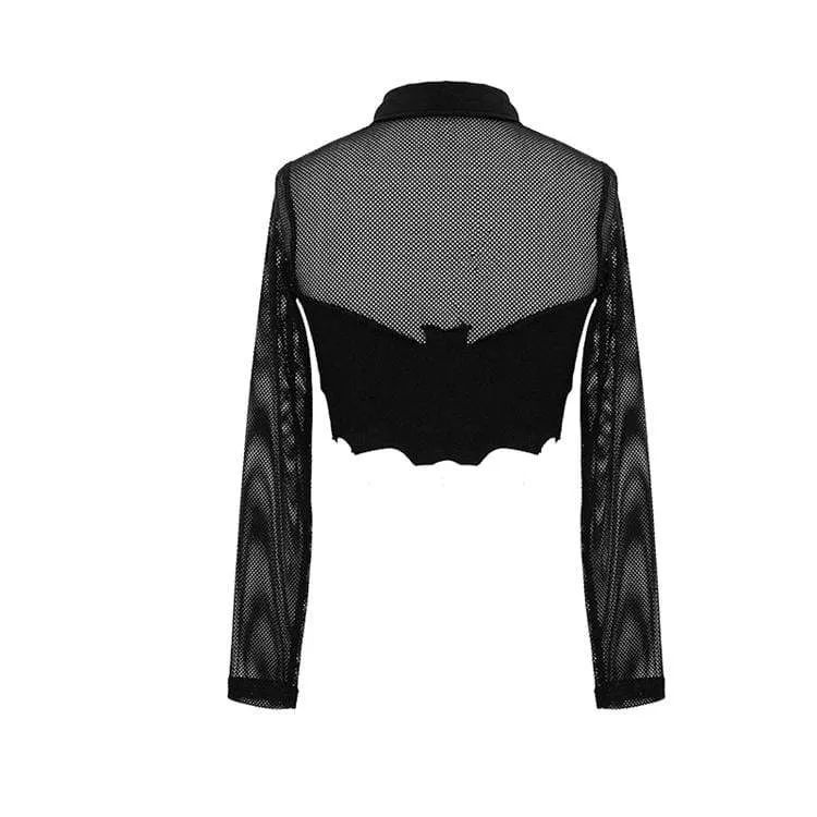 Frauen Goth Straps Mesh Short Tops