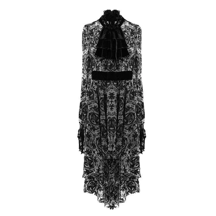 Frauen Goth Floral Lace Langarm Kleider