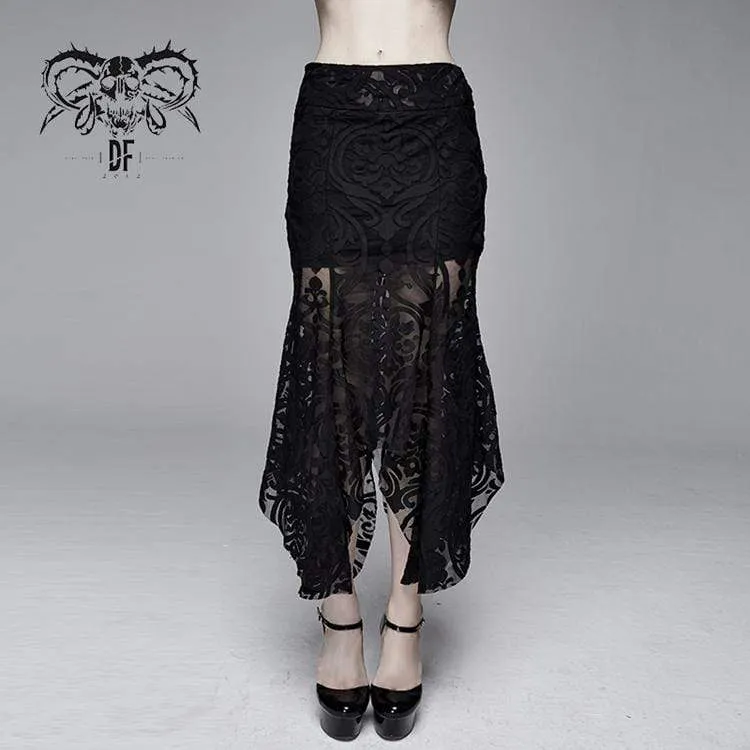 Frauen Goth Floral Translucent Fishtail Rock