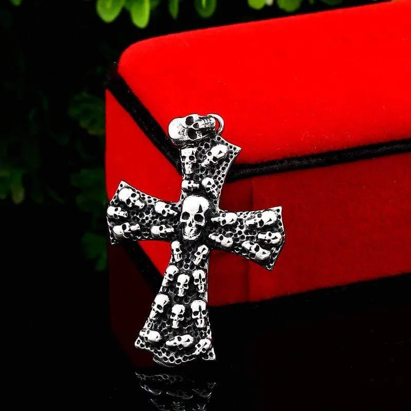 Gothic Punk Totenkopf Kreuz Halskette für Herren