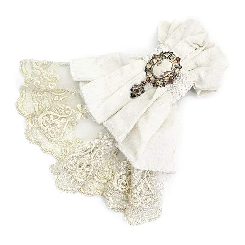 Herren Vintage Lace Edge Pandent White Bowties
