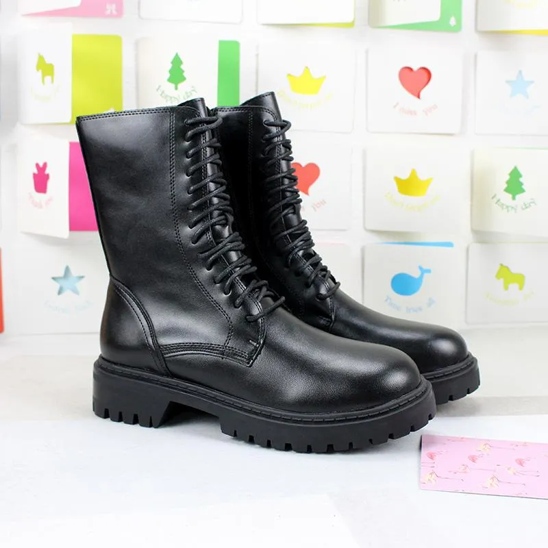 Damen Gothic Punk Lackleder Buskin Stiefel