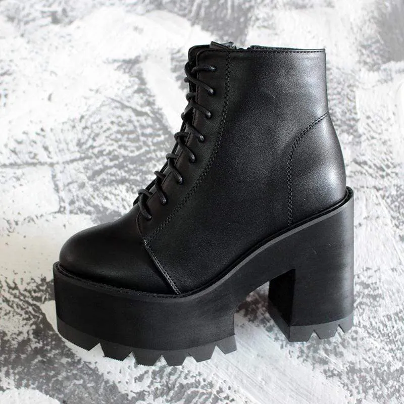 Gothic-Punk-Schnürstiefel mit Plateau für Damen