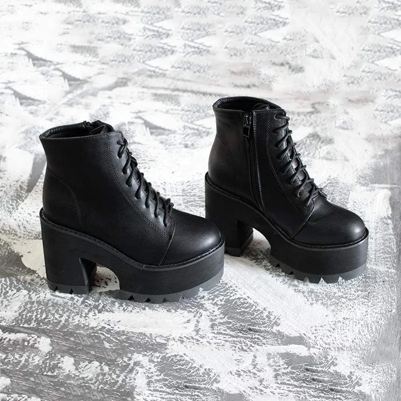 Gothic-Punk-Schnürstiefel mit Plateau für Damen