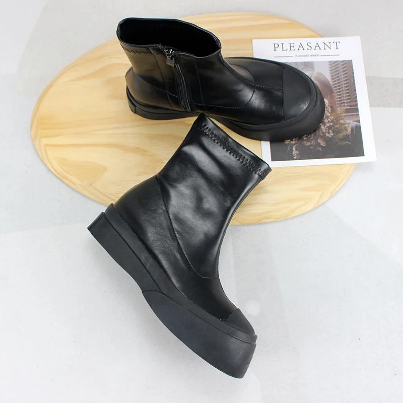 Damen Gothic Punk Zipper Splice Chelsea Boots
