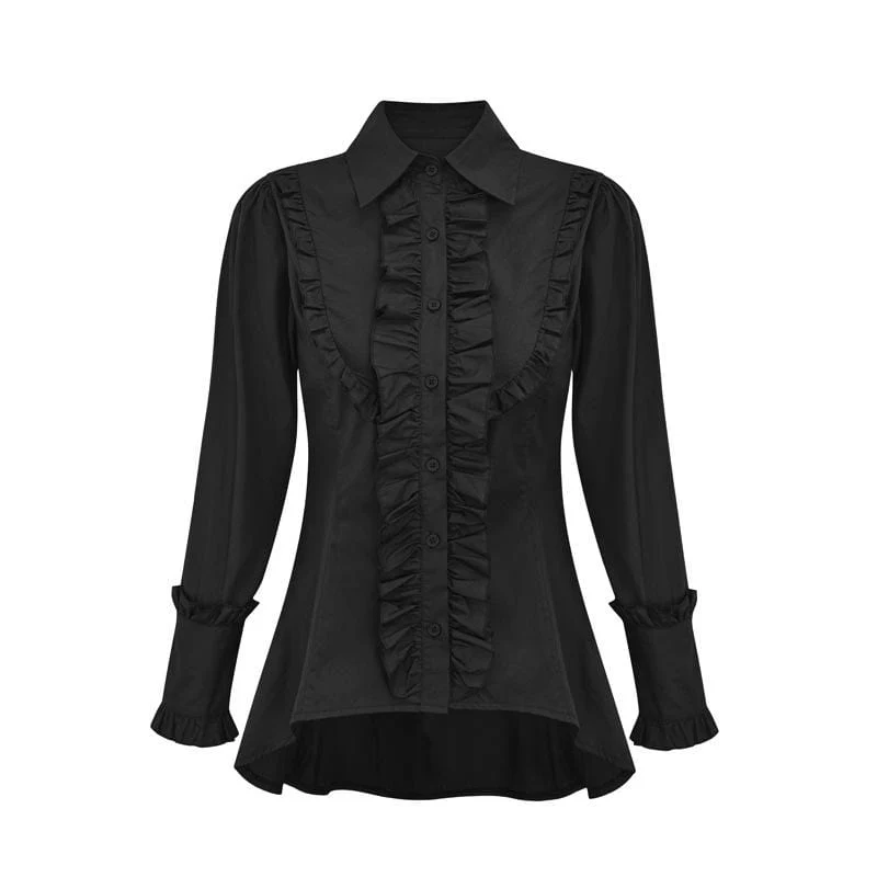 Damen Gothic Slim Fit Falbala Splice Shirt