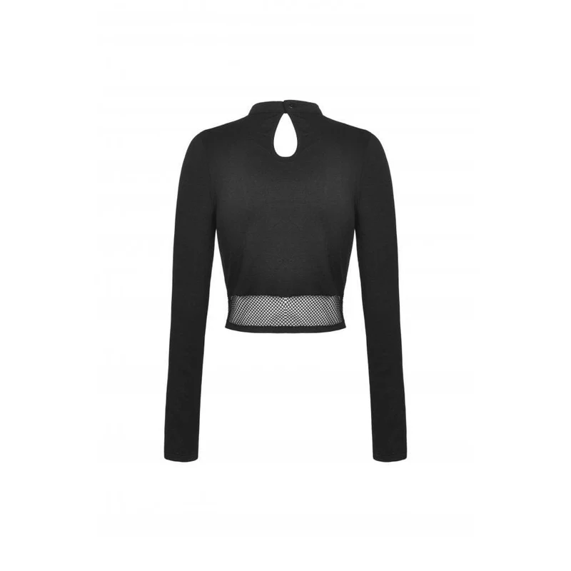 Damen Punk Cutout Mesh Splice Crop Top