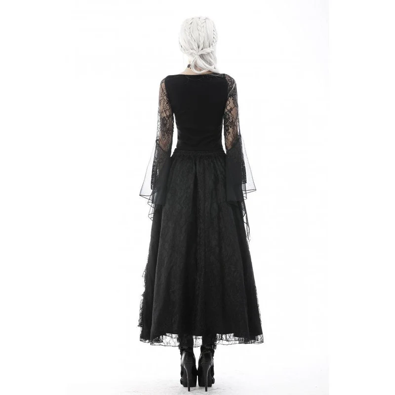 Gothic gerüschter, geschichteter langer Spitzenrock für Damen