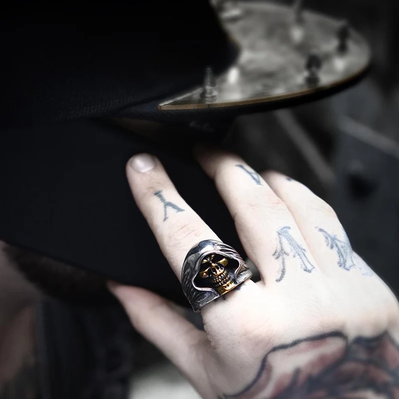 Punk Death Skull Rings für Herren