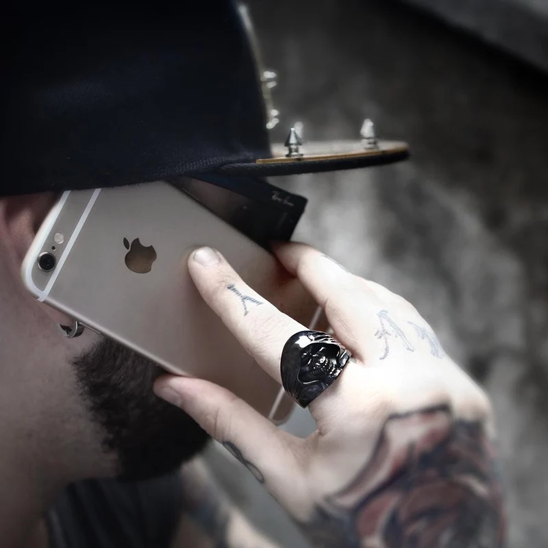 Punk Death Skull Rings für Herren
