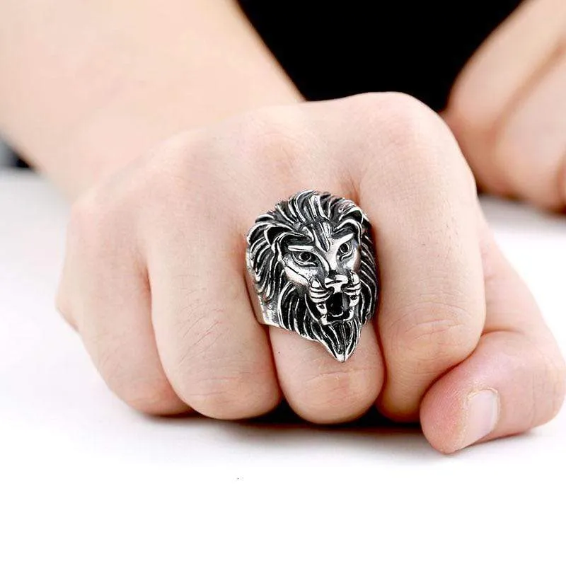 Herren Punk Lion Ringe