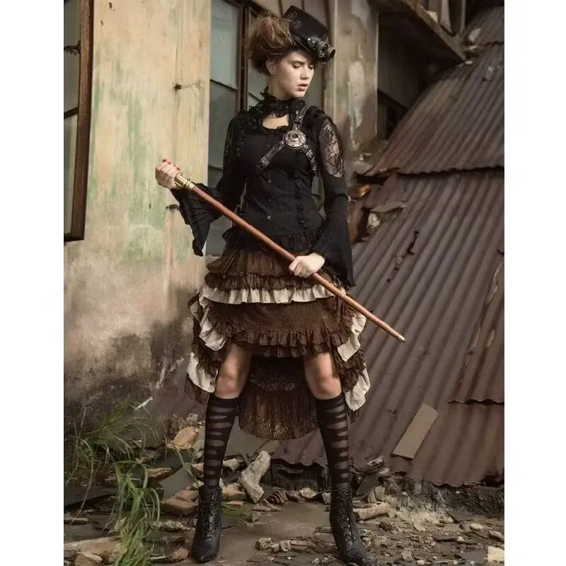 Steampunk Rock mit Hüfttasche Braun