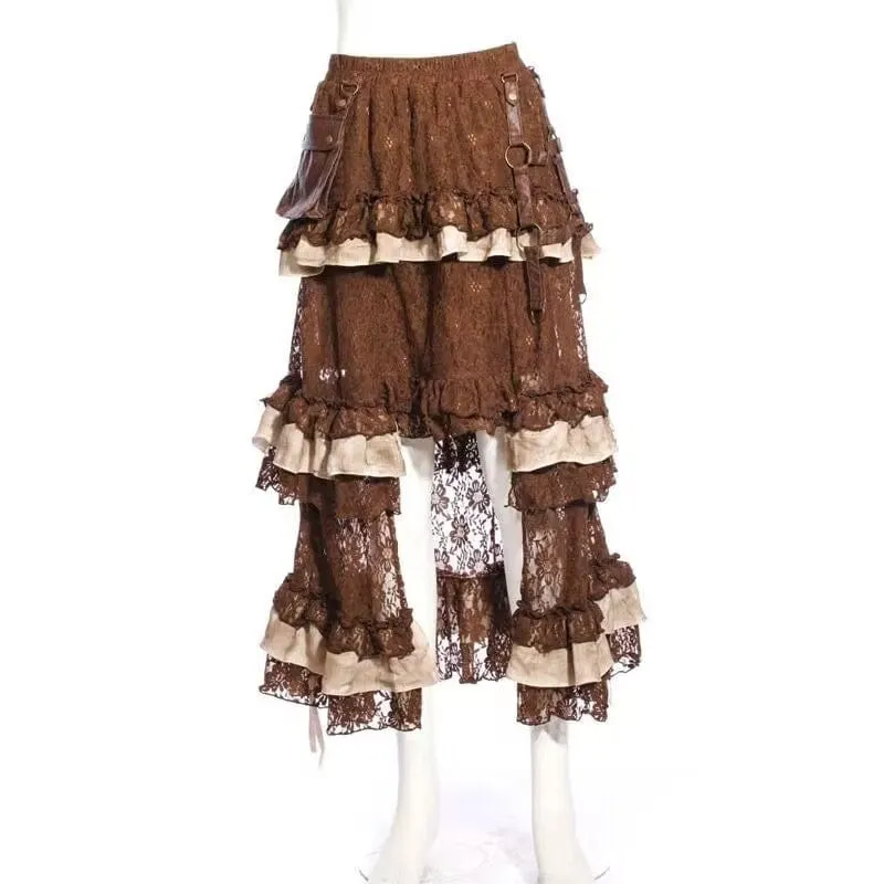 Steampunk Rock mit Hüfttasche Braun