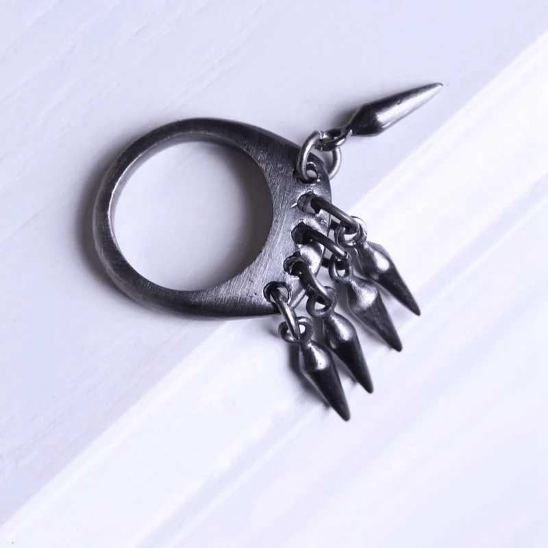 Unisex Dangling Spikes Steampunk Ring