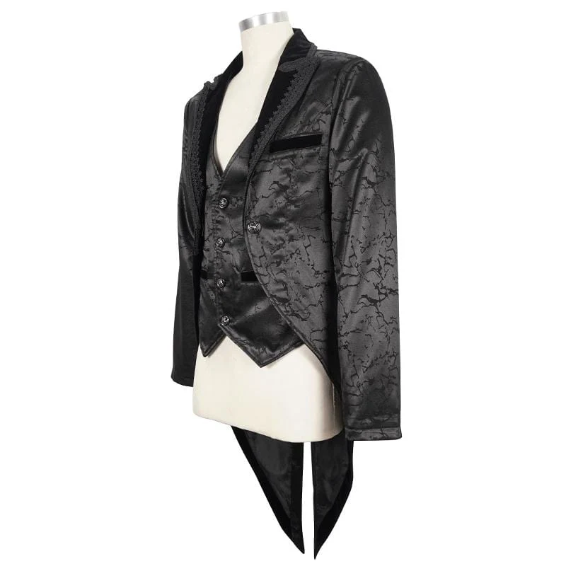 Herren Gothic Floral Schwalbenschwanzmantel Schwarz