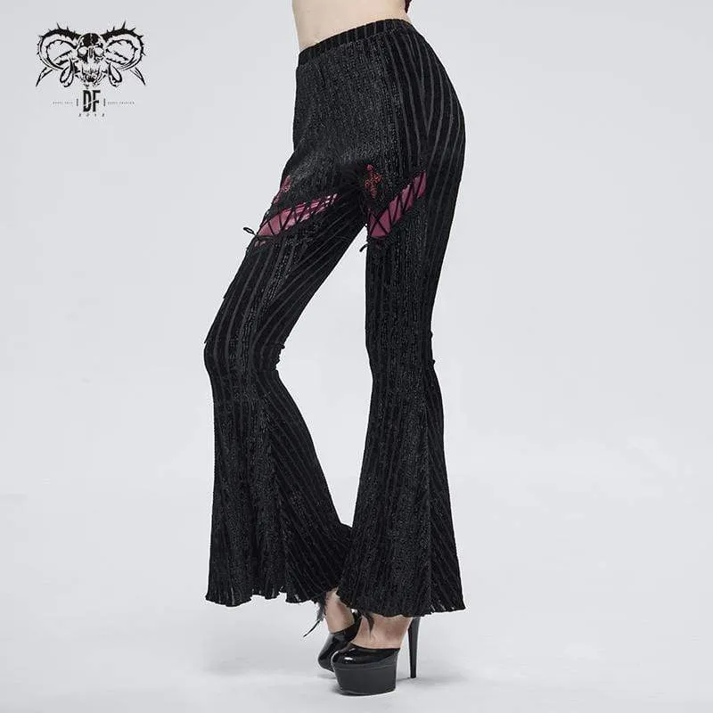 Damen Gothic Riemchen Splice Gerippte Schlaghose