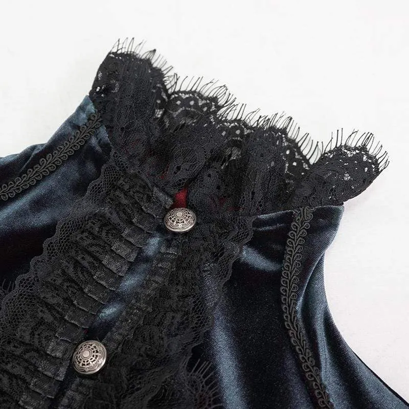 Gothic-Spitze-Spleißhemd mit Puffärmeln für Damen